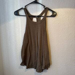 Free People Brown Ribbed Halter Tank Top